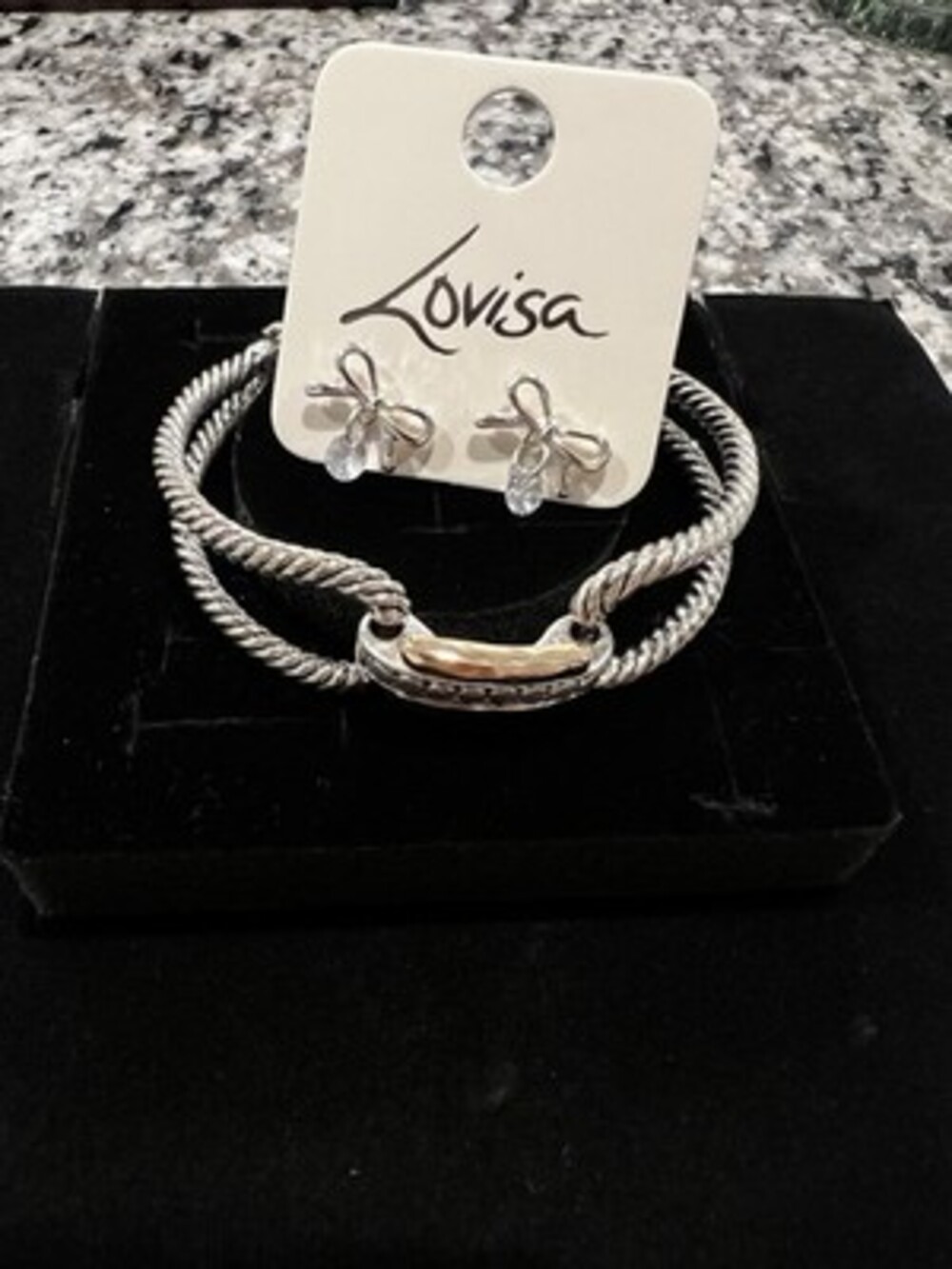 Gold & Silver Tone Bracelet Contemporary Casual Modern With lovisa Bow Earrings